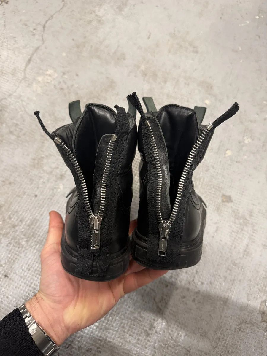 Kris Van Assche Black Leather Laced Backzip Sneakers