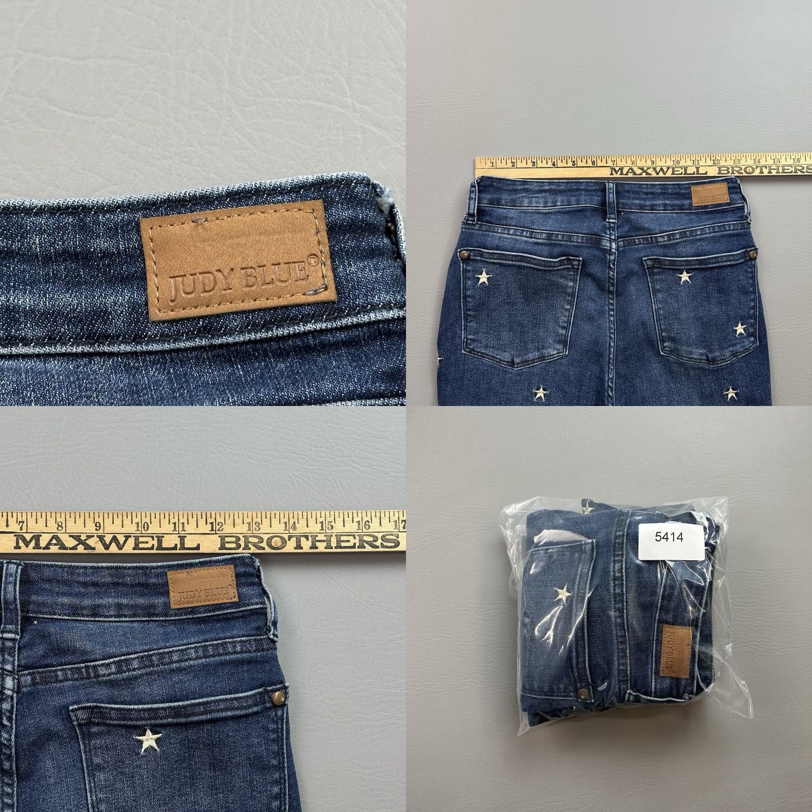 Denime Judy Blue Jeans Women’s 5/27 Dark Wash Denim Embroidered Star Skinny Fit Stretch Jeans Size 27" / US 4 / IT 40 - 9 Thumbnail