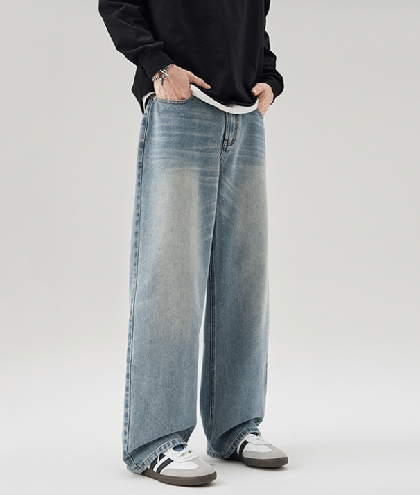 Japanese Brand × Jean Light blue washed vintage straight loose wide-leg jeans Size US 32 / EU 48 - 2 Thumbnail
