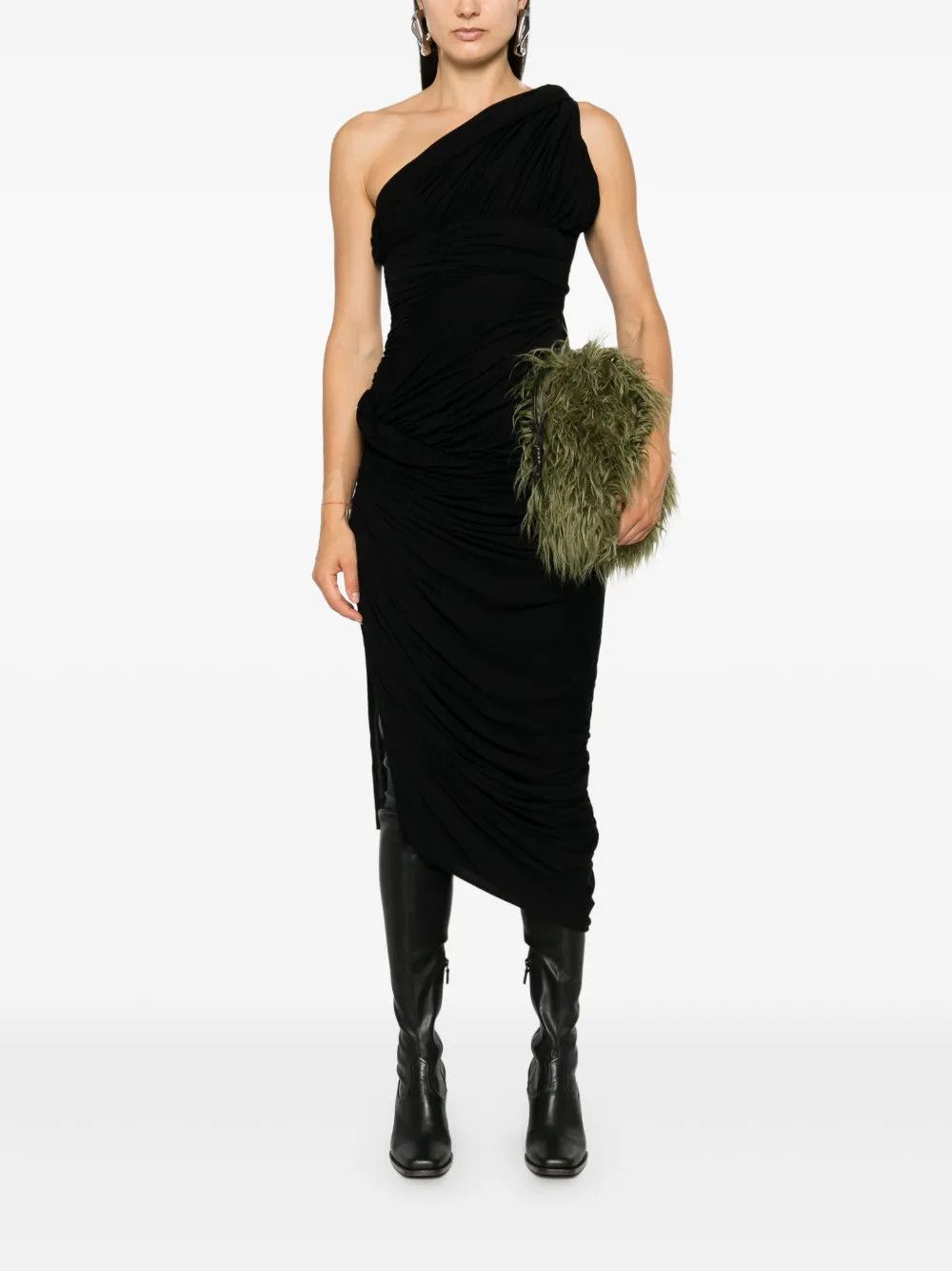 Rick Owens o1y0126 Midi Dress in Black Size S / US 4 / IT 40 - 5 Thumbnail