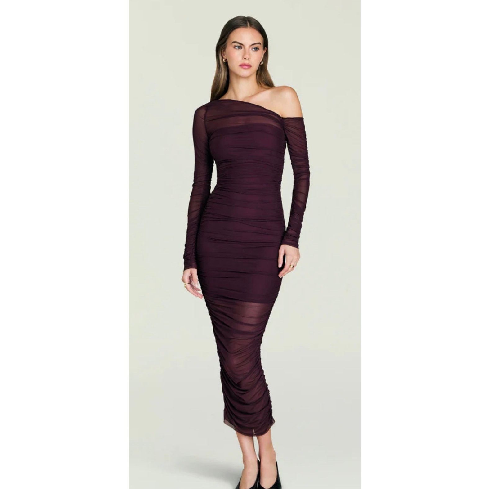 SER.O.YA NEW SEROYA Chantae Mesh Dress in Merlot Size Small Size S / US 4 / IT 40 - 1 Thumbnail