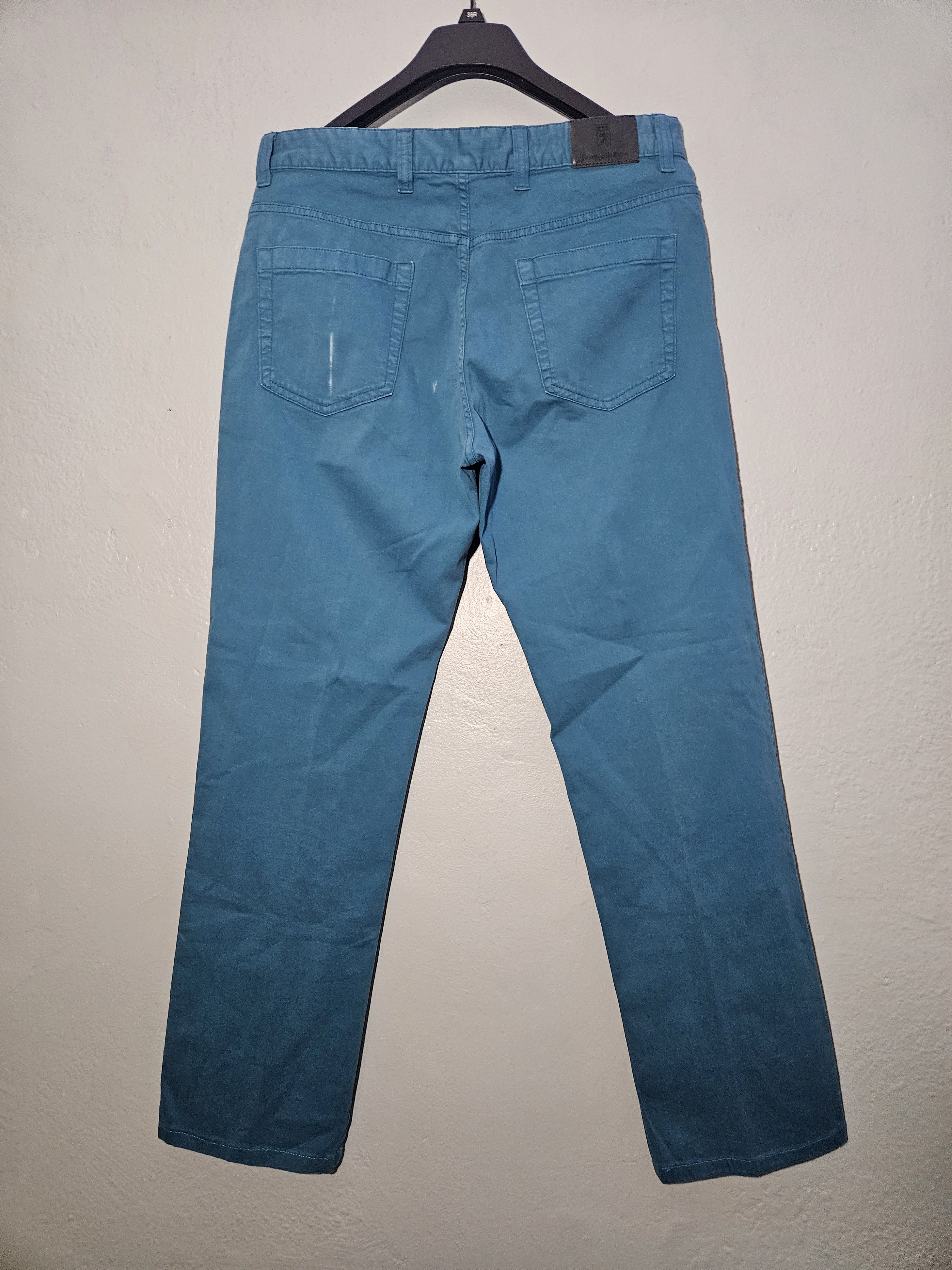 Ermenegildo Zegna Opal Blue Cotton Stretch Back Patch Pants Size US 34 / EU 50 - 4 Thumbnail