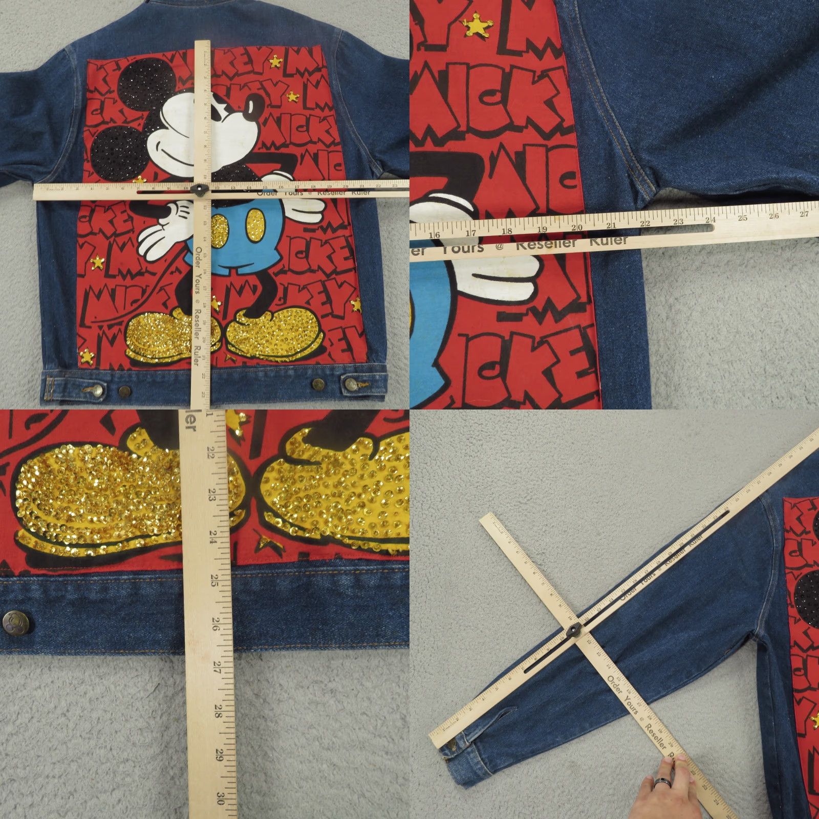 Mickey Unlimited VINTAGE Mickey Inc Jacket Mens XL Denim Big Graphic Trucker Jean 90s Sequin Stud Size US 36 / EU 52 - 10 Thumbnail