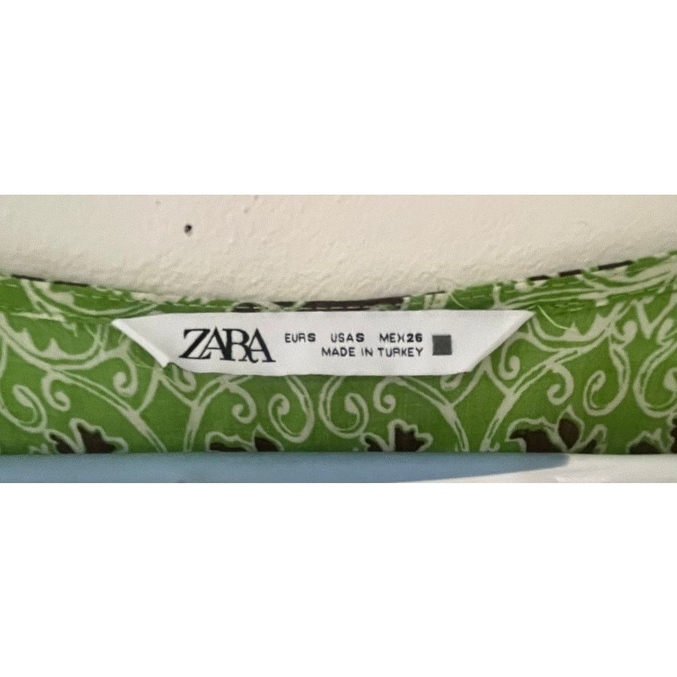 Zara Zara Panelled Midi Dress Green Patterned 7484/153 Boho SZ S Size S / US 4 / IT 40 - 8 Thumbnail