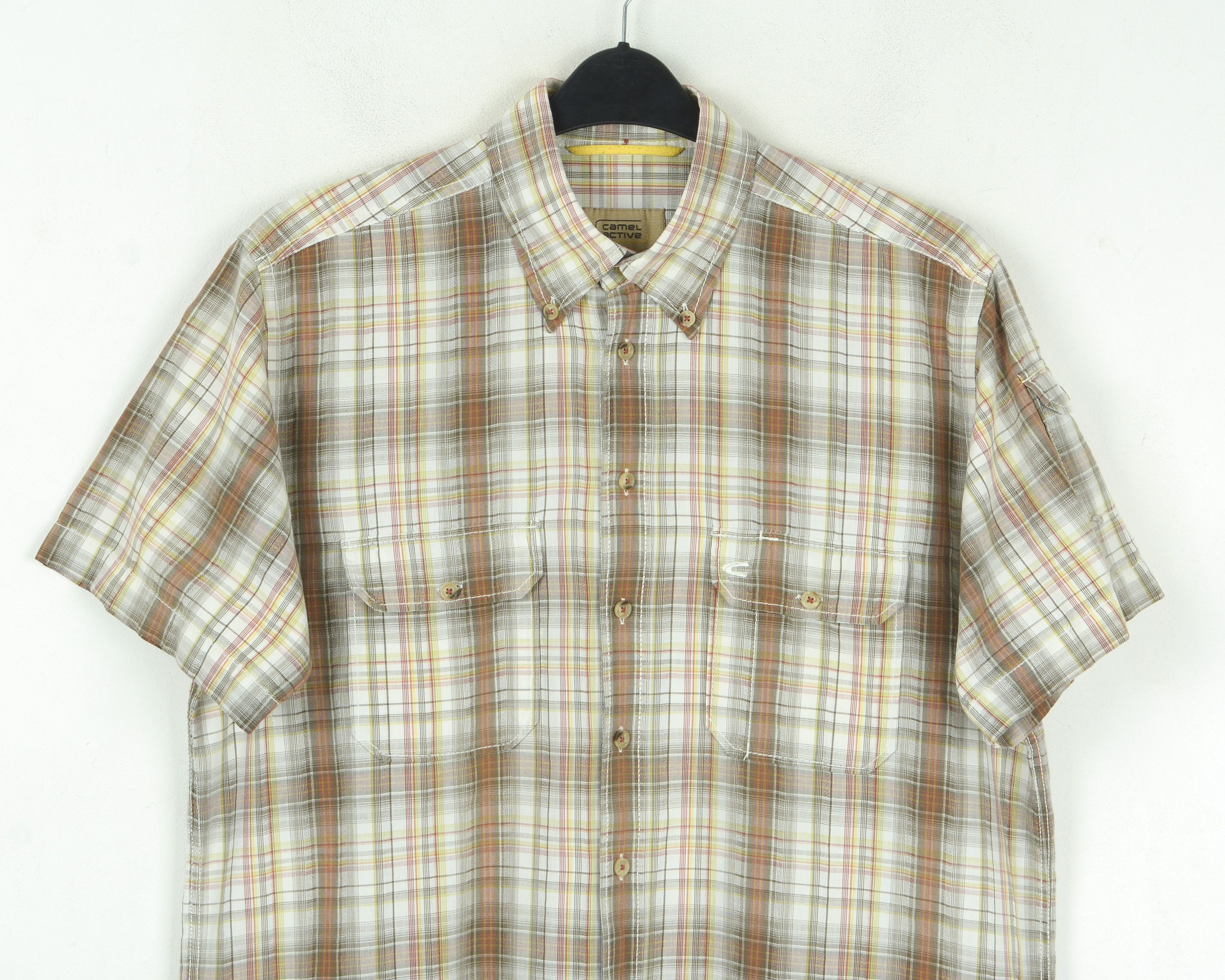 camel active Casual L Shirt Cotton Short Sleeved Check Button Up Top Size US L / EU 52-54 / 3 - 9 Thumbnail