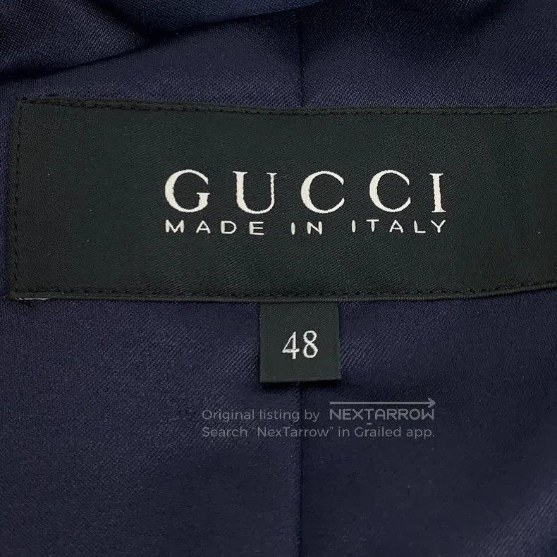 Gucci Gucci Dark blue logo anchor metal buckle lapel long-sleeve Size 48R - 6 Thumbnail