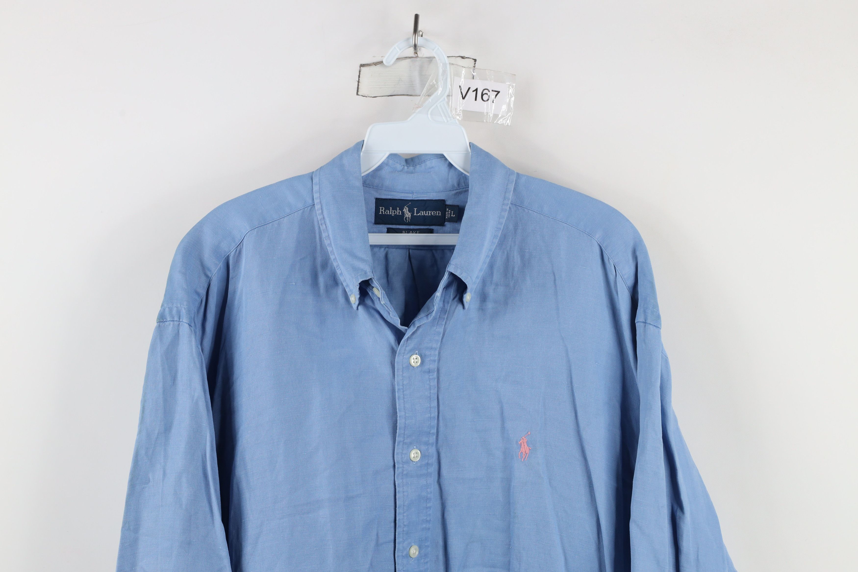 Polo Ralph Lauren Vintage 90s Ralph Lauren Silk Linen Button Down Shirt Blue Size US L / EU 52-54 / 3 - 2 Thumbnail