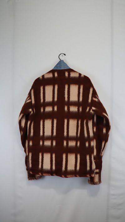 Greg Lauren o1rshd1 Vintage Blanket Gl1 Checked Wool Cardigan In Brown Size US M / EU 48-50 / 2 - 12 Thumbnail