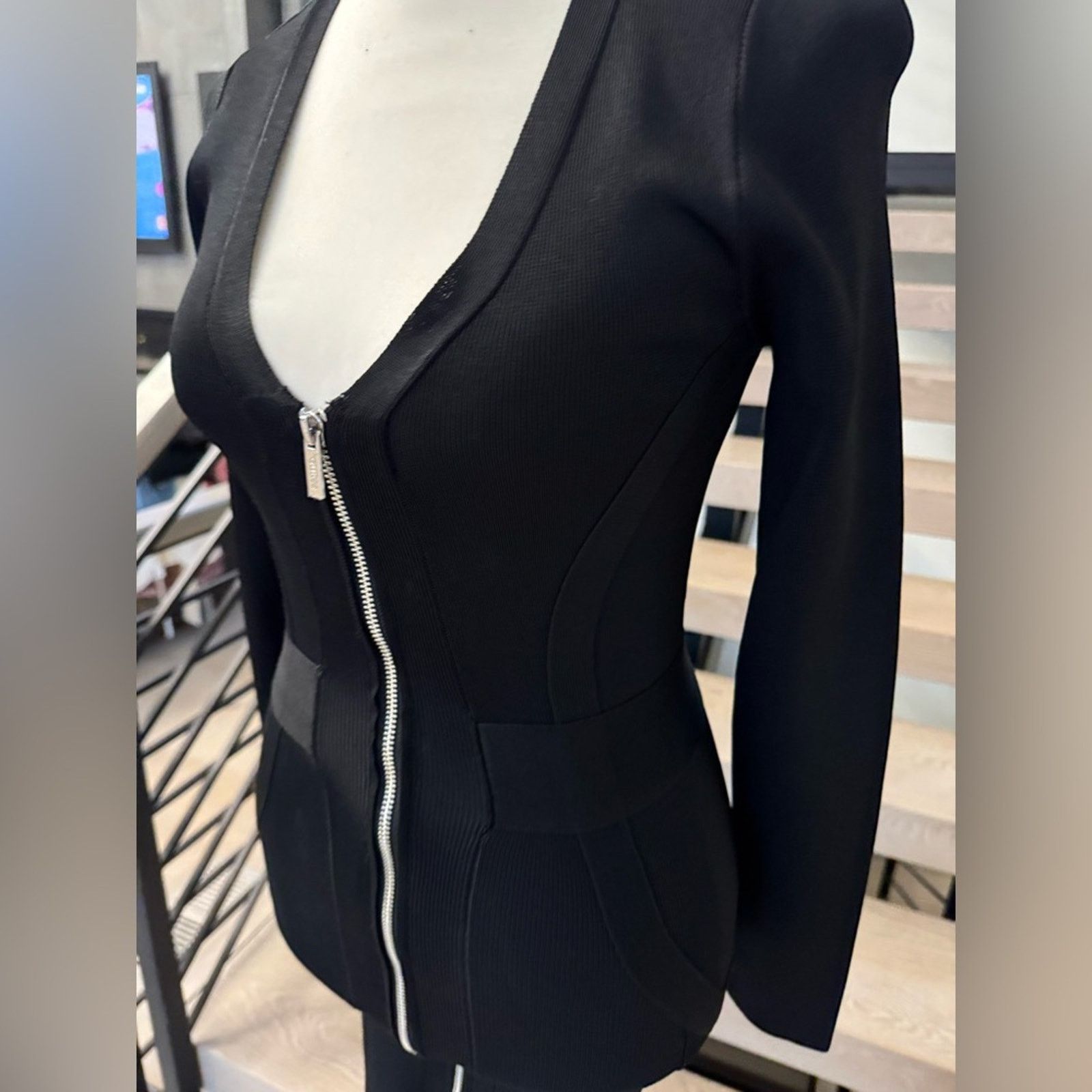 New Guess Black Zippered Bodycon Dress size XS