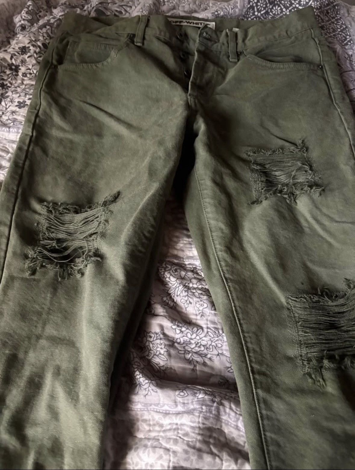 Off-White Off White Green Diagonal Skinny Jeans Size US 30 / EU 46 - 4 Thumbnail