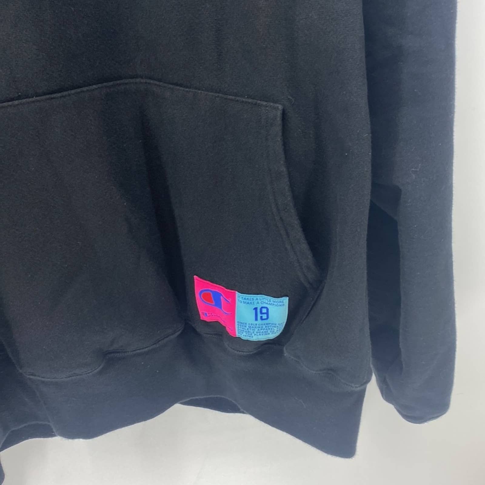 Champion Reverse Weave Hoodie Black pink teal SCRIPT HOODIE