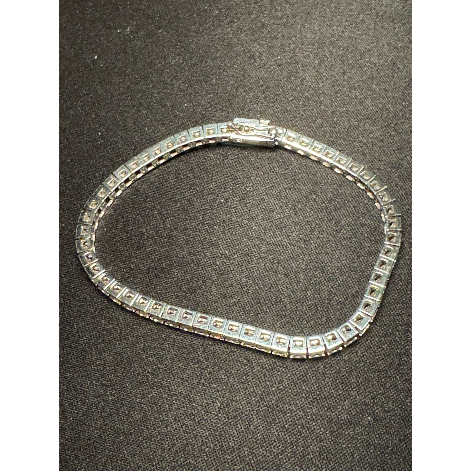 Other 925 Sterling Silver Princess Cut Tennis Bracelet 7in Size ONE SIZE - 1 Thumbnail