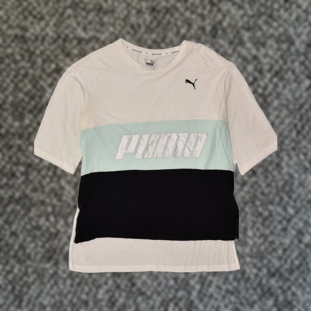 Puma PUMA Mens Graphic T-Shirt Top XS White Colourblock Cotton AH07 Size US XS / EU 42 / 0 - 1 Thumbnail