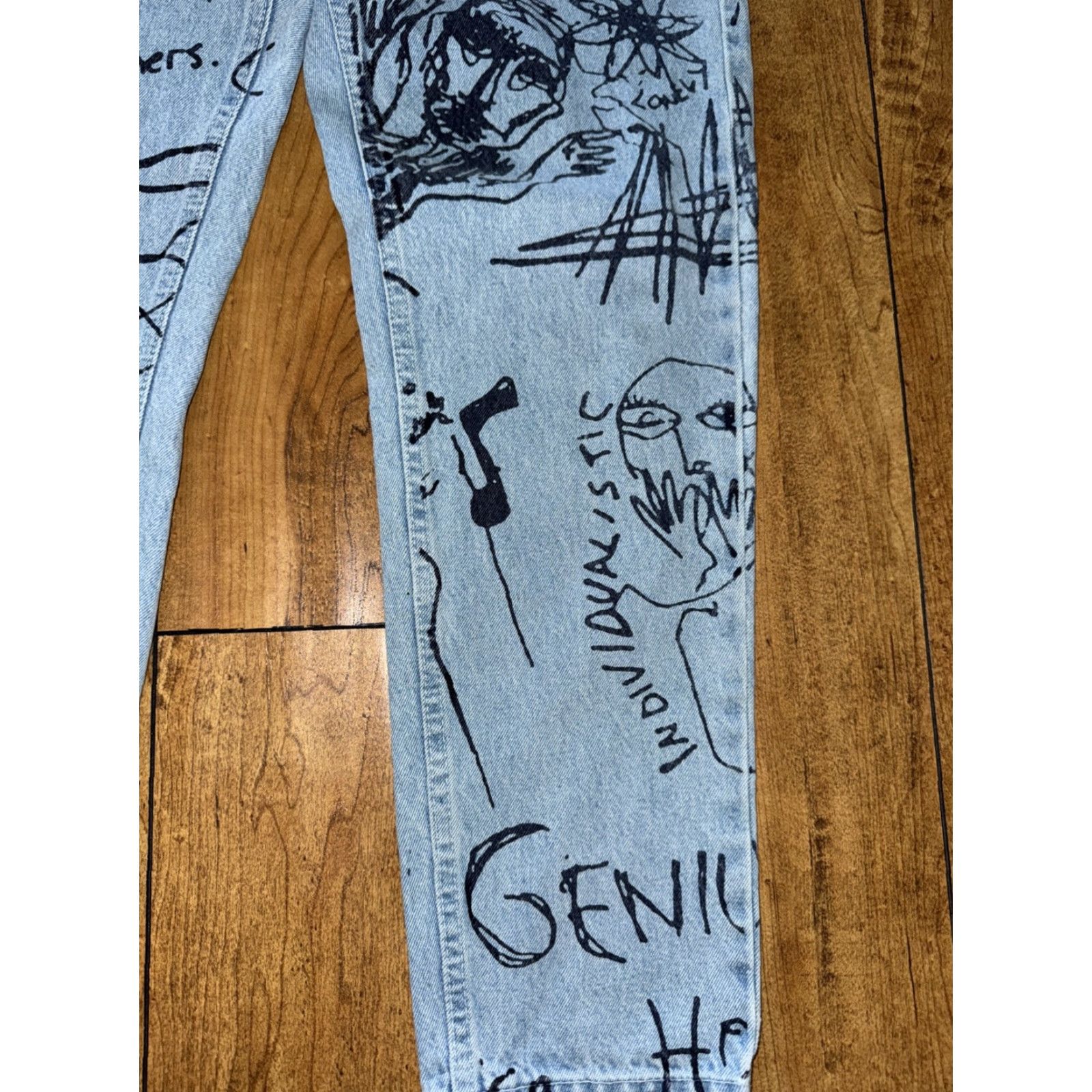 Topshop Topshop Moto Printed Denim Jeans Blue 28x30 Womens Skinny Jeans Regular 28 Denim Blue Moto Printed Size 28" / US 6 / IT 42 - 4 Thumbnail