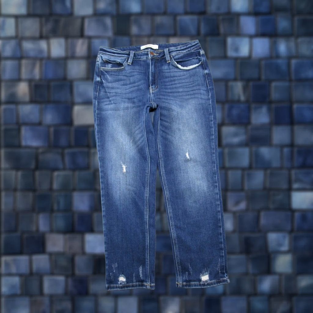 Vintage Kancan Jeans Women's Size 29 Distressed Stretch Denim Ankle Blue 5-Pocket Shirt? Size 29" - 1 Thumbnail