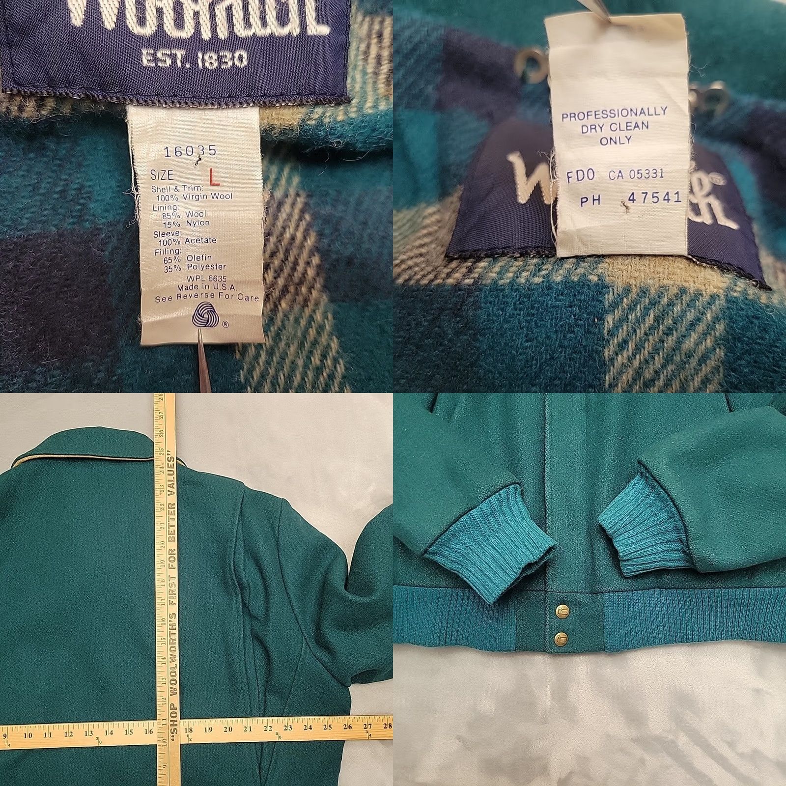 Vintage VINTAGE Woolrich Jacket Mens L Green 100% Wool Bomber Made in USA Classic Jacket Mens L Green Woolrich Bomber 100% Wool Solid Classic Outdoors Mens Size US L / EU 52-54 / 3 - 8 Thumbnail