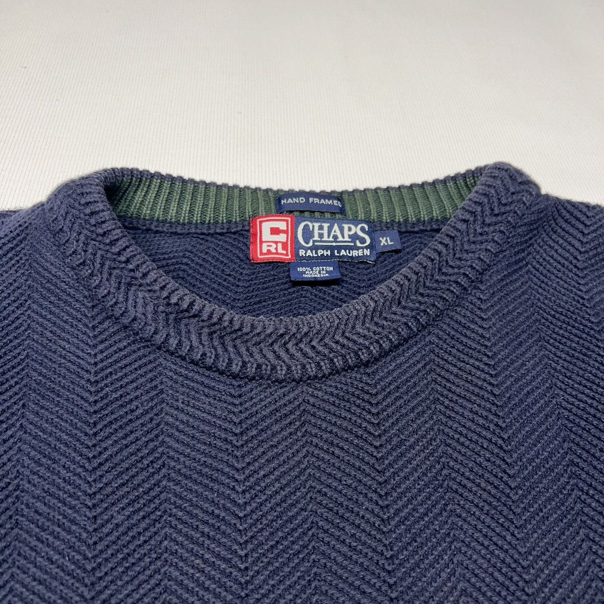 Chaps Ralph Lauren × Ralph Lauren × Vintage VTG Chaps Ralph Lauren Sweater Navy Blue Hand Framed Knit Size US XL / EU 56 / 4 - 4 Thumbnail