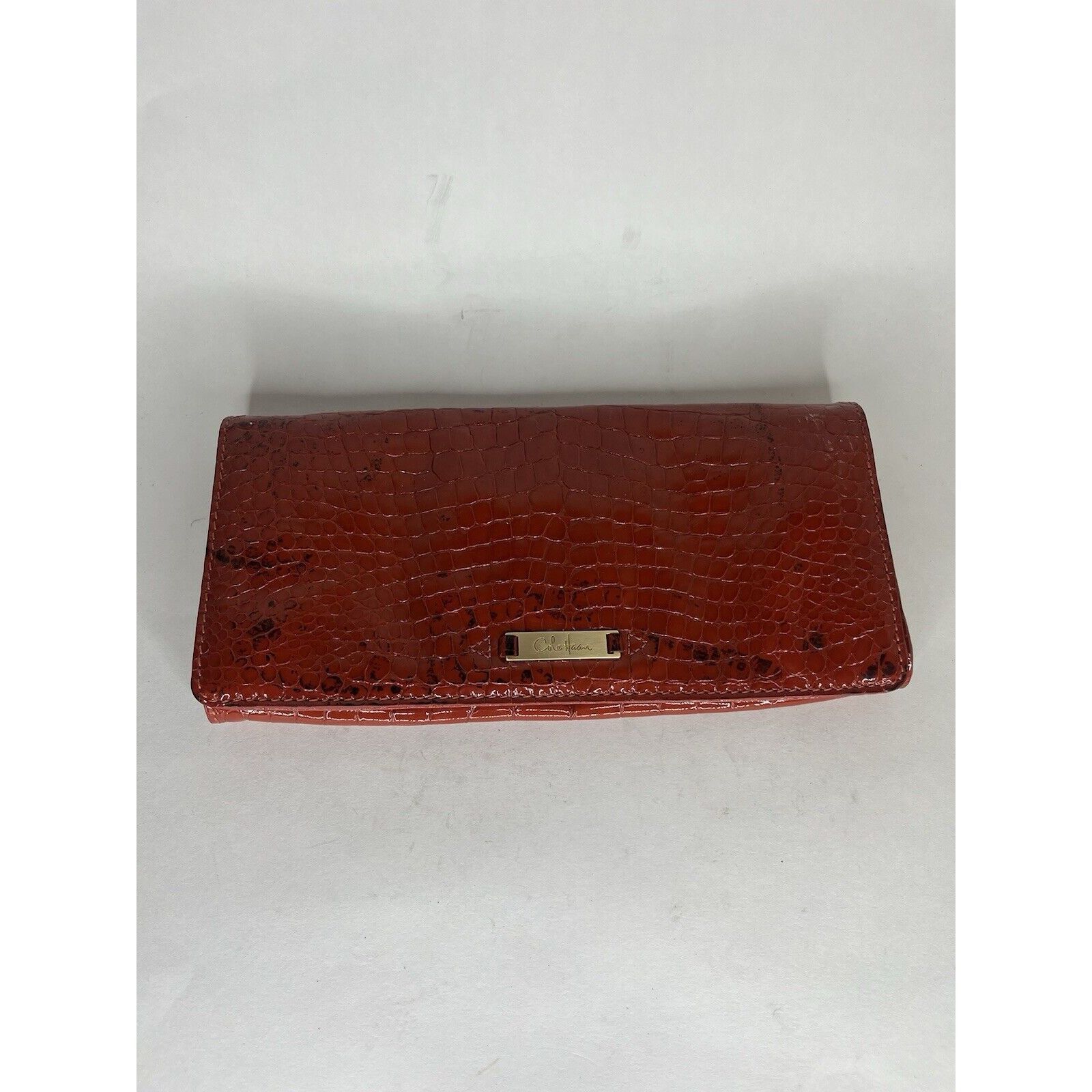 Cole Haan Cole Haan Pouch Wallet Red Orange Croc Patent Zip Mirror Org Size ONE SIZE - 4 Thumbnail