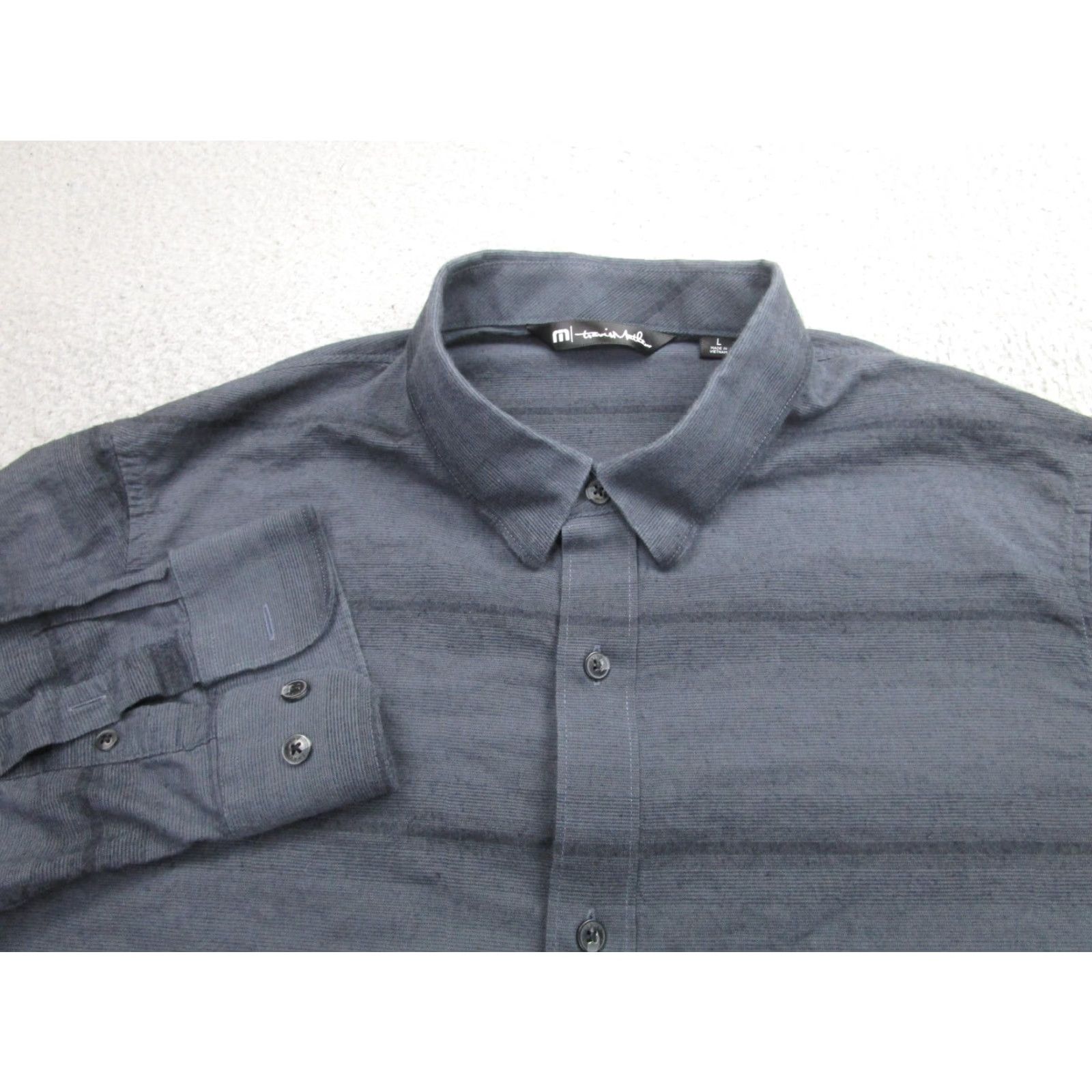 TravisMathew Travis Mathew Shirt Mens Large Gray Tonal Stripe Button Down Long Sleeve Stretch Size US L / EU 52-54 / 3 - 3 Thumbnail