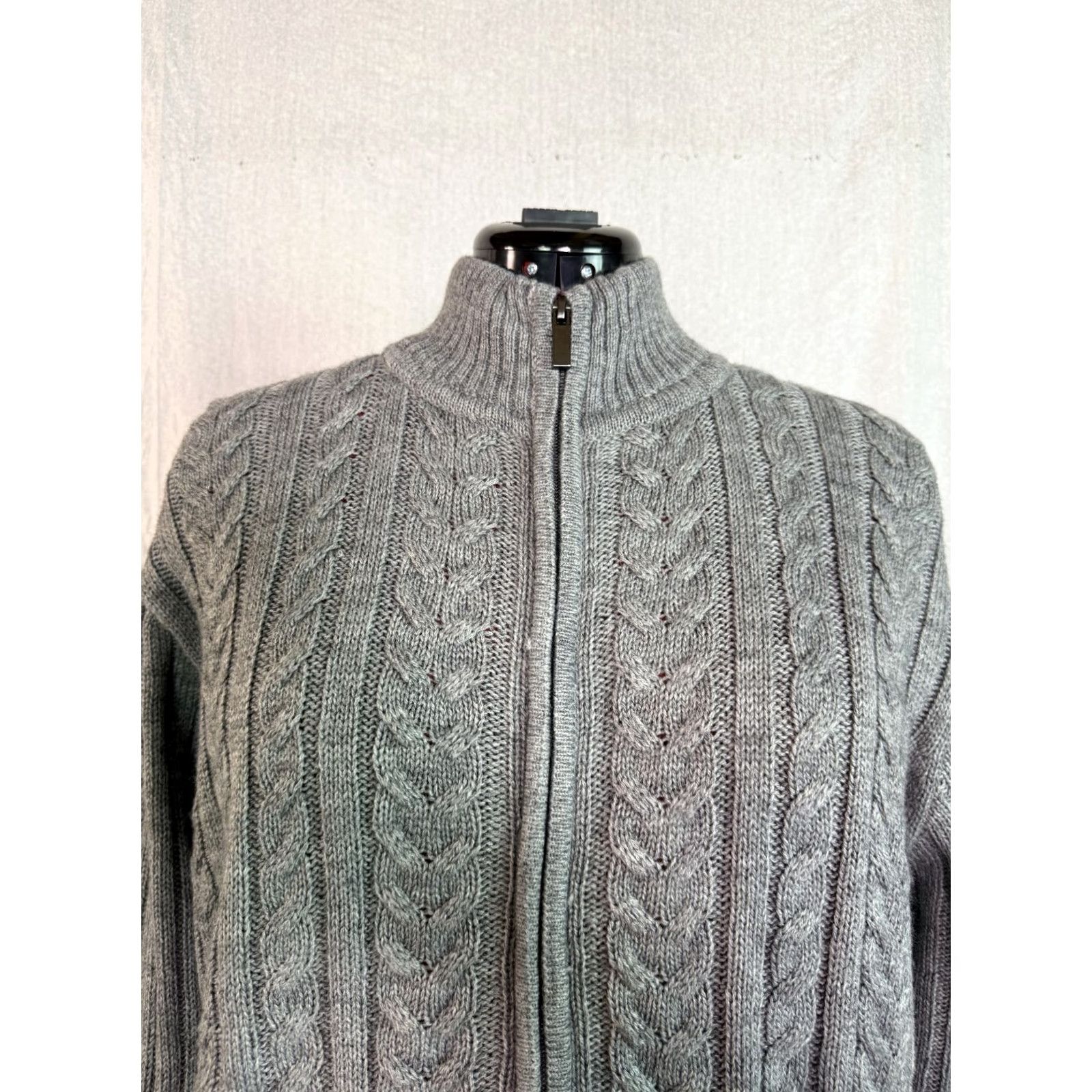 Sperry Sperry Full Zip Sweater Cable Knit Men’s L Charcoal Gray Size US L / EU 52-54 / 3 - 2 Thumbnail