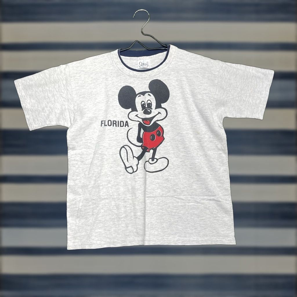 Disney VINTAGE Disney Mickey Mouse Shirt Mens L Gray Blue 90s Retro Cartoon T-Shirt Crew Neck Short Sleeve Cotton Poly Jersey Single Stitch Fabric Logo Size US L / EU 52-54 / 3 - 1 Thumbnail