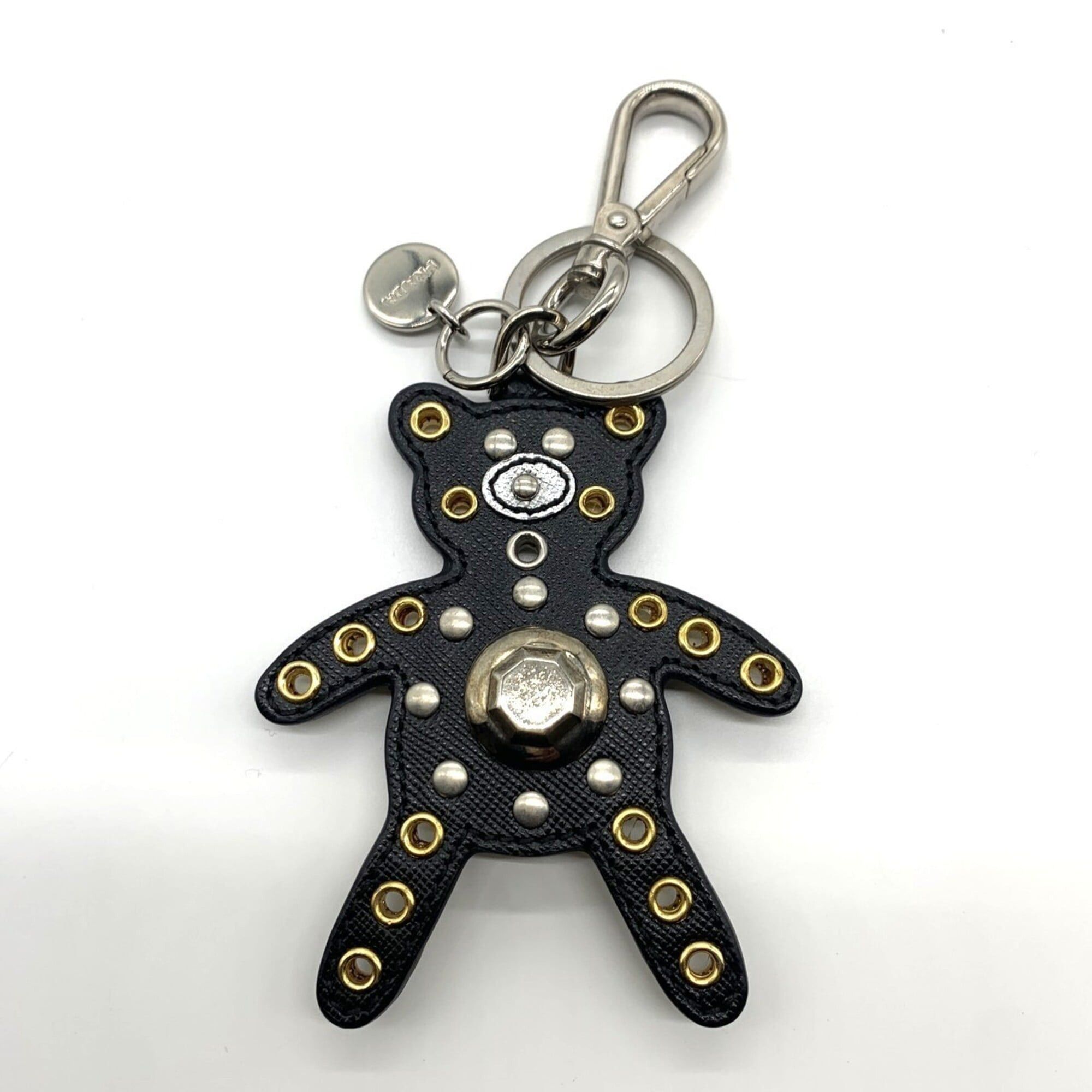 Prada Prada Bear Keychain Leather Stud Bag Charm Black PRADA Size ONE SIZE - 1 Thumbnail
