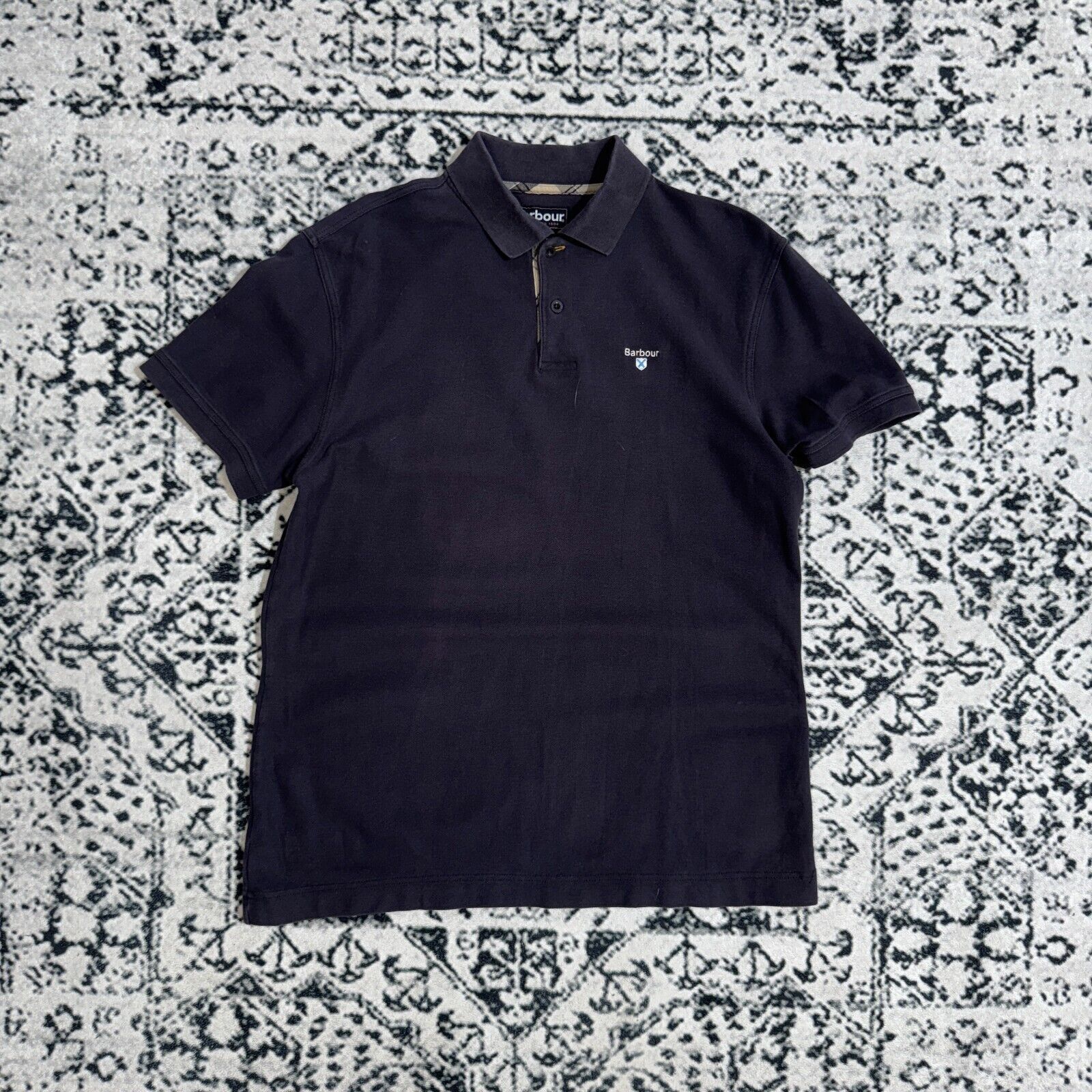 Barbour × Vintage Vintage Barbour Unisex Navy Cotton Polo Shirt Size L Y2K 90s Size US L / EU 52-54 / 3 - 1 Thumbnail