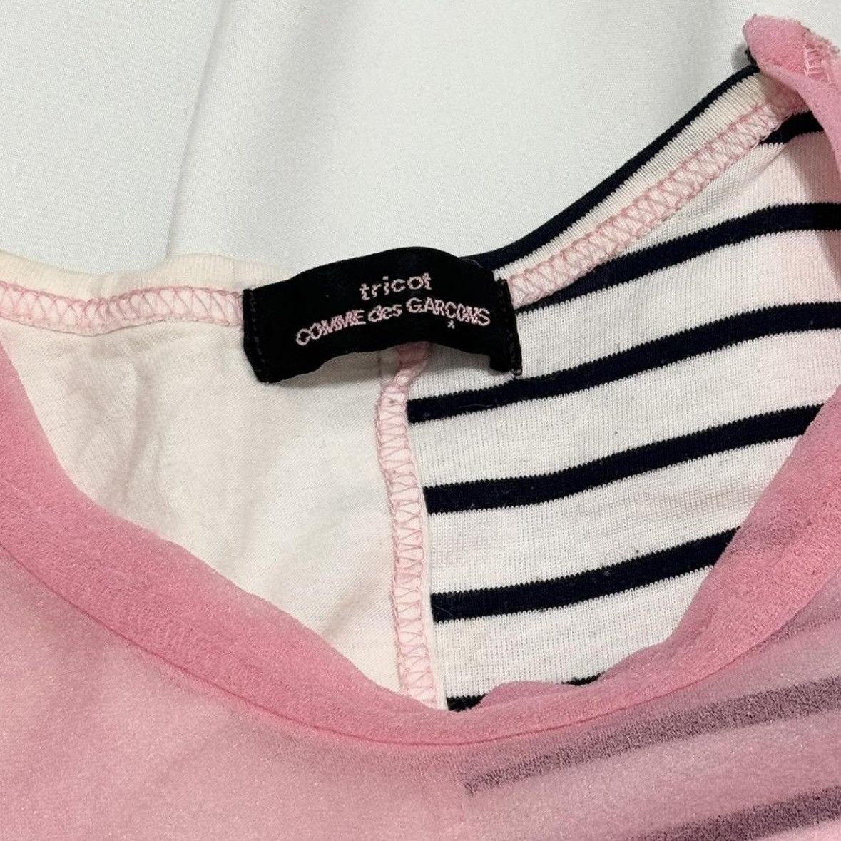 CDG by Comme des Garcons × Comme des Garcons × Tricot Comme des Garcons 2003 Tricot Comme des Garçons Pink Stripe Switching Tank Top Size S / US 4 / IT 40 - 4 Thumbnail