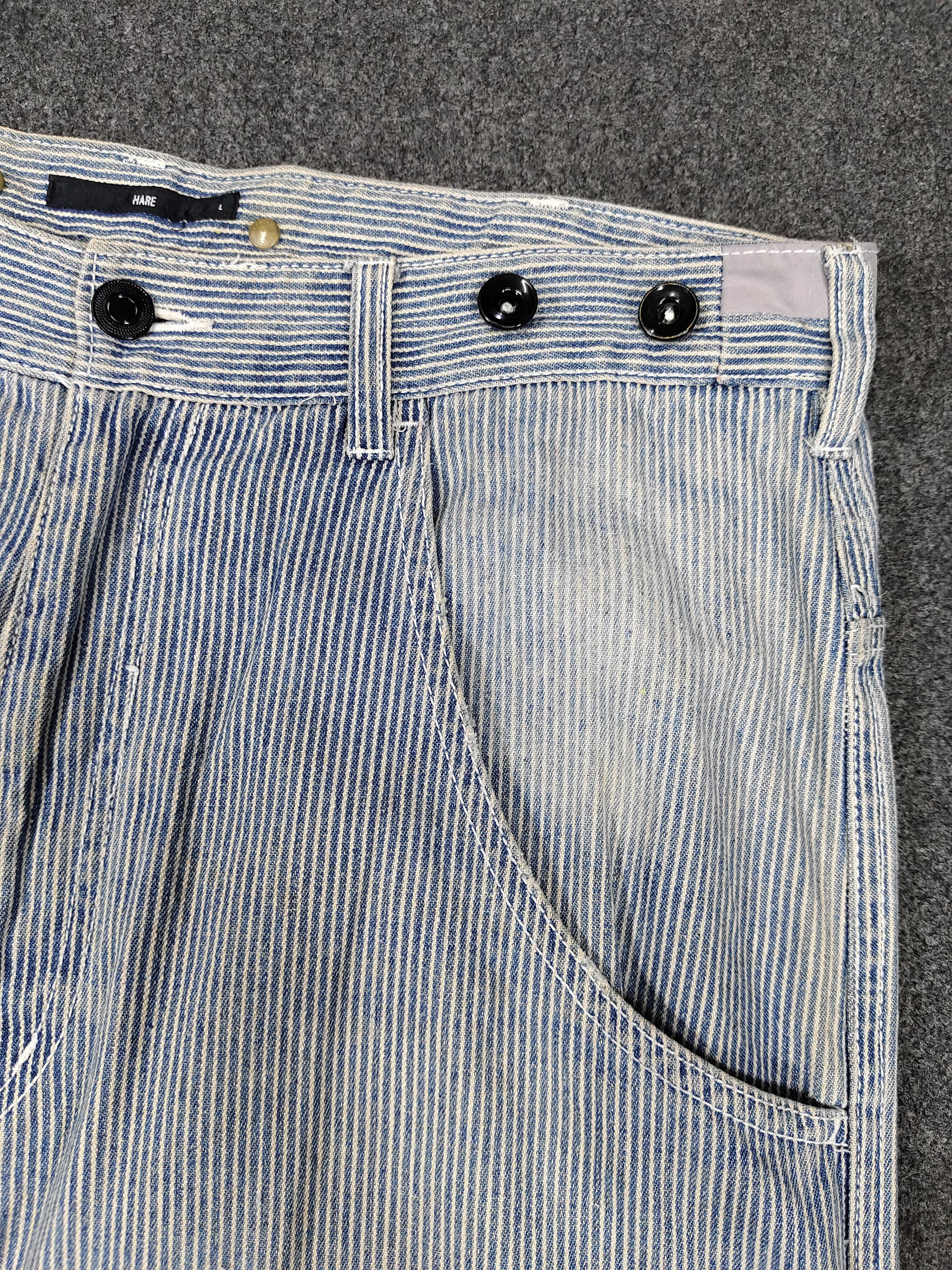 HARE HARE- Drop Crotch Engineer Hickory Stripe Denim Work Shorts Size US 34 / EU 50 - 3 Thumbnail