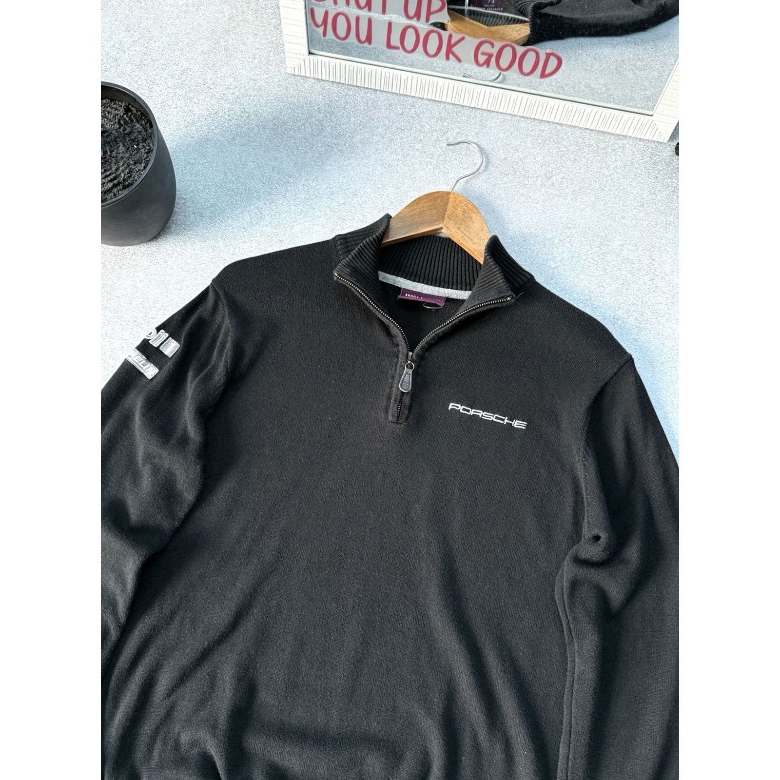 Vintage VINTAGE Porsche Design Half Zip Knit Sweater Racing Black Size S Mens Porsche Racing Pullover Knitting Cotton 90s Cars Bib Size US S / EU 44-46 / 1 - 5 Thumbnail
