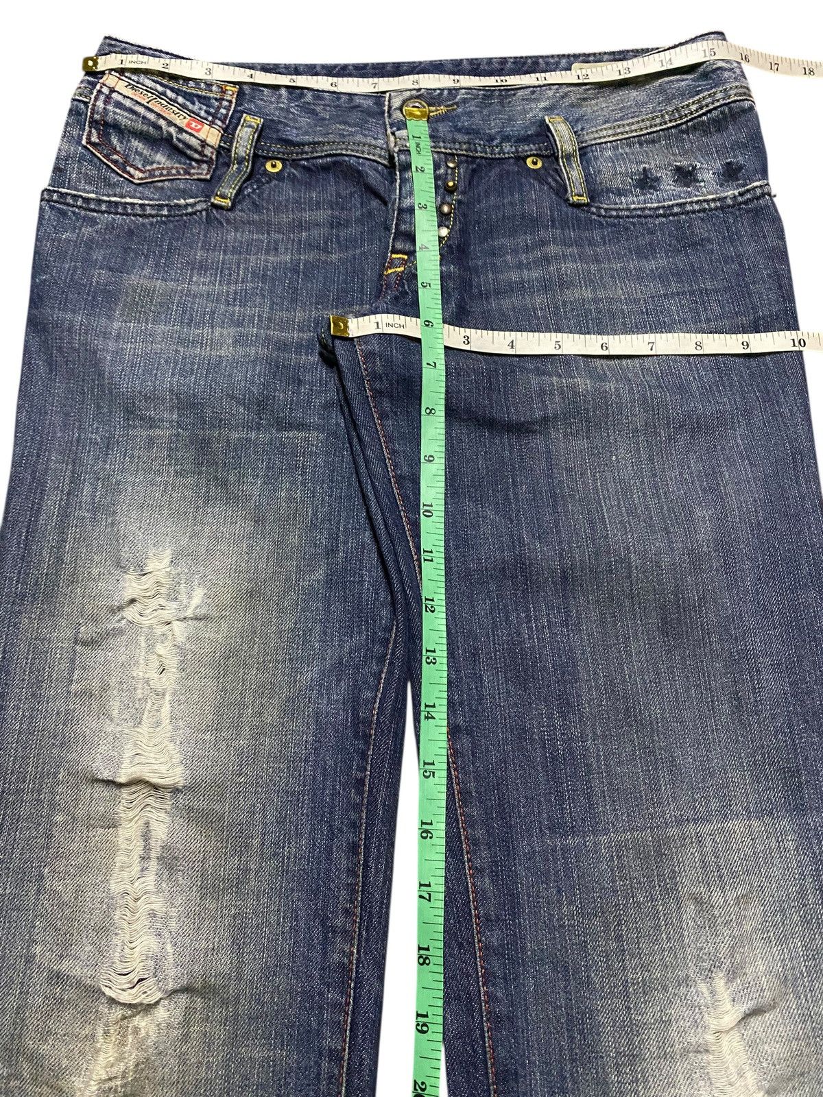 Diesel Black Gold Vintage Diesel Matic Wash Rhinestone Punk Style Skinny Jeans Size 31" - 15 Thumbnail