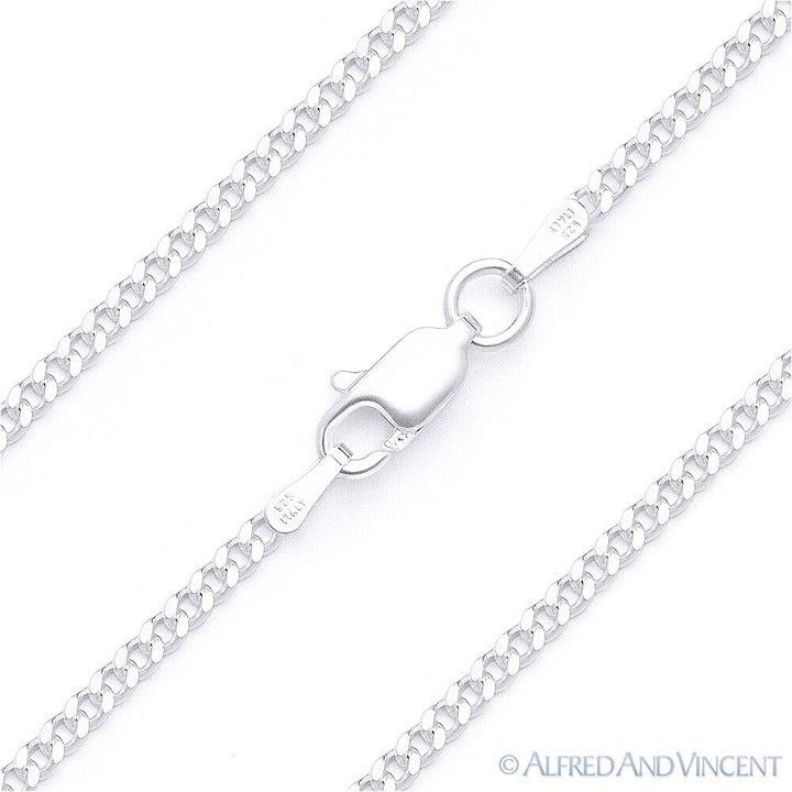 Other 2.1mm Curb Chain Bracelet in .925 Sterling Silver 9" Size ONE SIZE - 1 Thumbnail