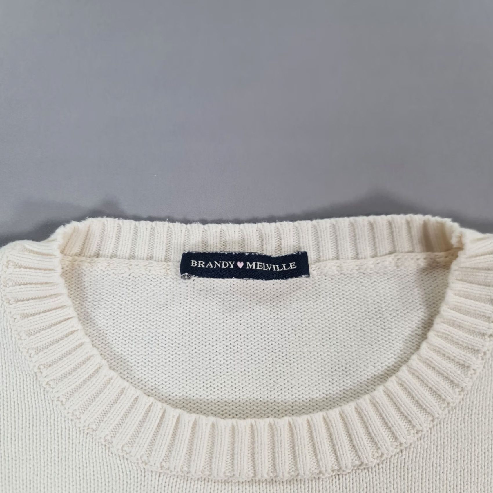Brandy Melville Brandy Melville Jumper White One Size Knit Cotton Pullover Relaxed Fit Womens Size ONE SIZE - 3 Thumbnail