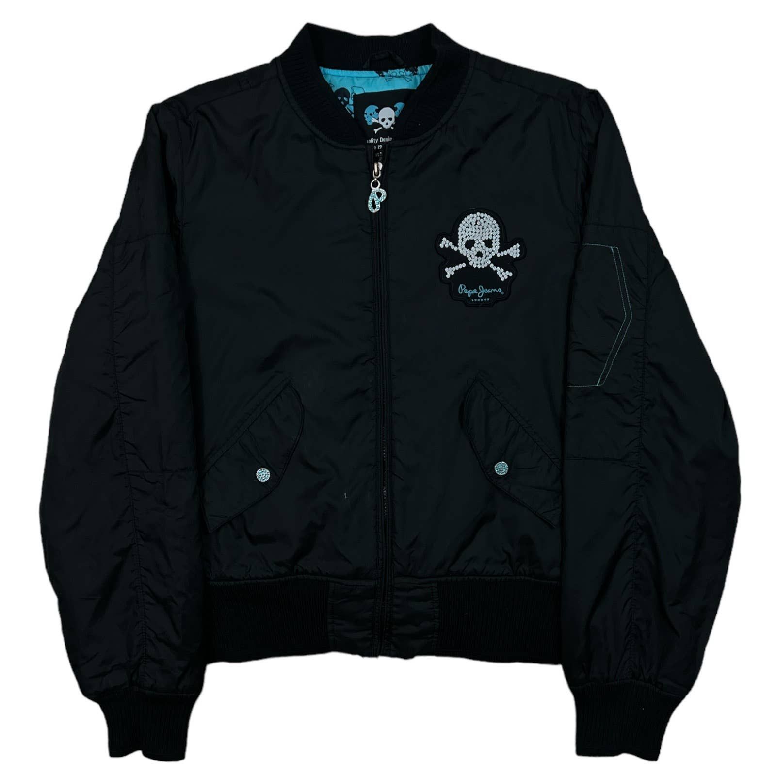 Pepe Jeans Vintage Pepe Jeans London Rhinestone Skulls Bomber Jacket |  Grailed