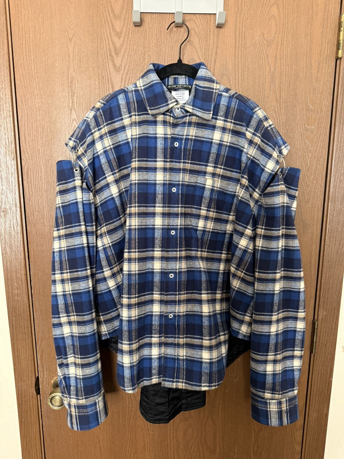 Vetements FW17 Football Shouldered Checked Flannel Shirt In Blue Size XS / US 0-2 / IT 36-38 - 1 Thumbnail