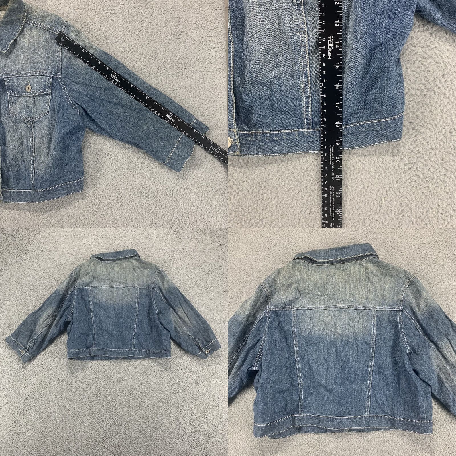 Denime CONEWORLD Denim Jacket Womens XL Blue Stretch Button Coat Casual Regular 4-Season Basic Jacket Ladies Size 40" / US 18 - 8 Thumbnail