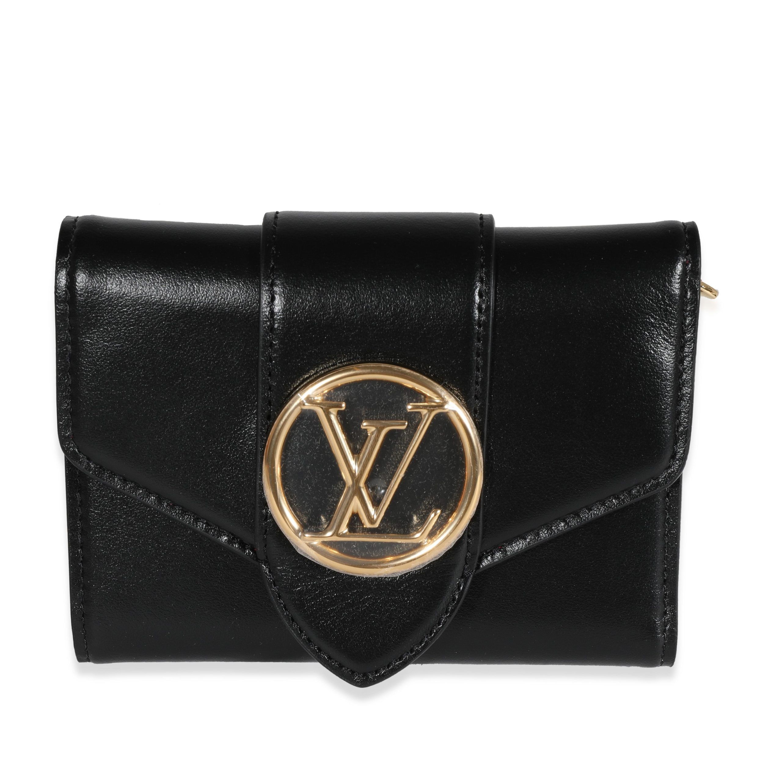 image of Louis Vuitton Black Smooth Calfskin Pont 9 Compact Wallet, Women's
