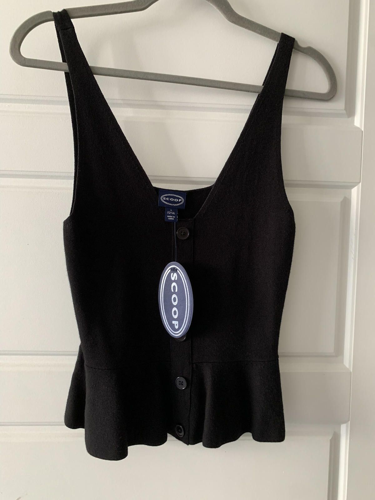 SCOOP V Neck Peplum Knit Tank Top by Scoop Size L / US 10 / IT 46 - 1 Thumbnail