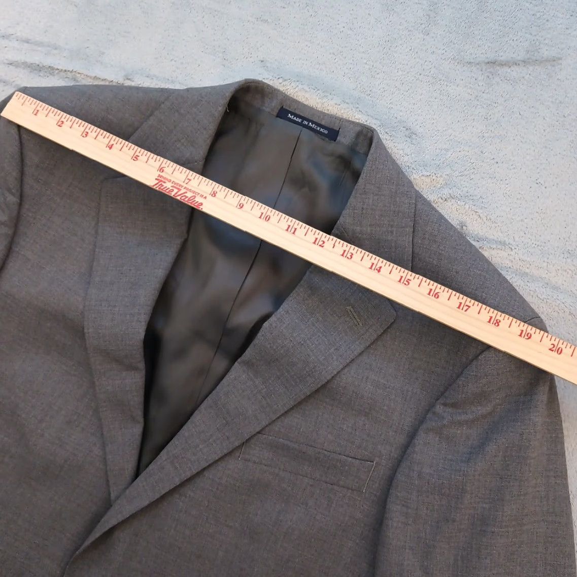 Lands' End Lands' End Blazer Mens 44 Gray Wool Two-Button Single Vent Size 44R - 2 Thumbnail