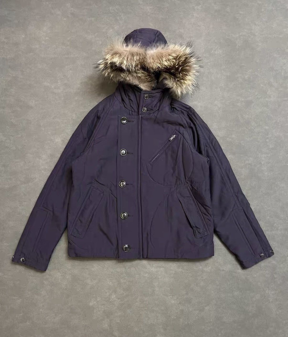 N.Hoolywood N.HOOLYWOOD Faux Fur Collar Button & Zip Padded Jacket J16 Size US M / EU 48-50 / 2 - 1 Thumbnail