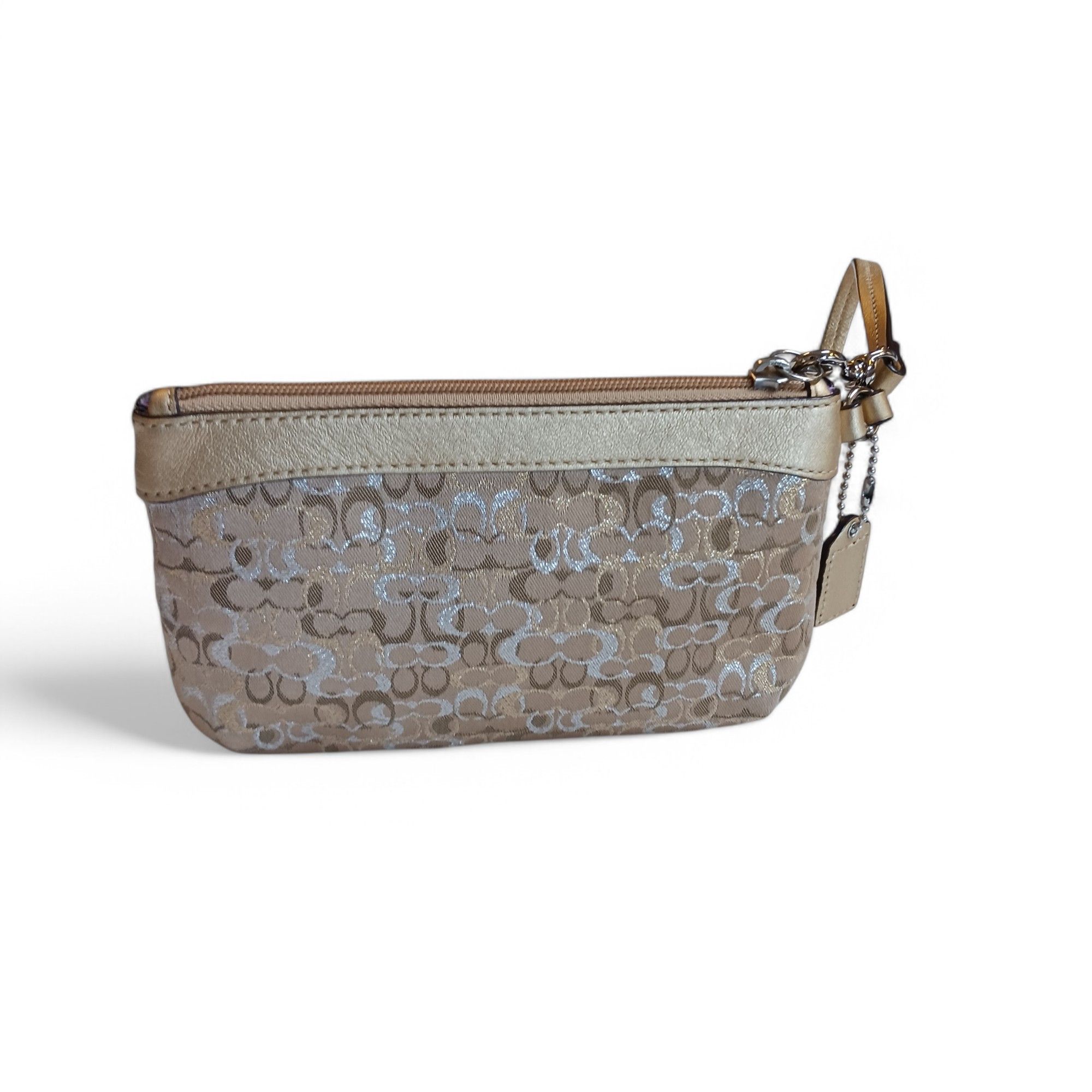Coach Coach Monogram Wristlet Beige Jacquard with Gold & Silve Size ONE SIZE - 2 Thumbnail