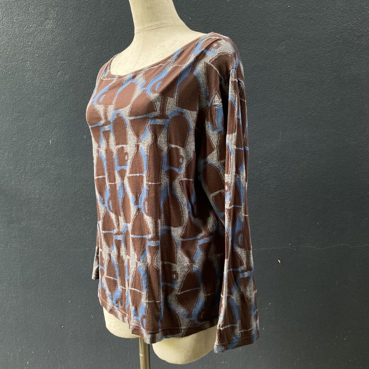 Ne-Net Né-net Brown Geometric Print Long Sleeve Top Size XS / US 0-2 / IT 36-38 - 6 Thumbnail
