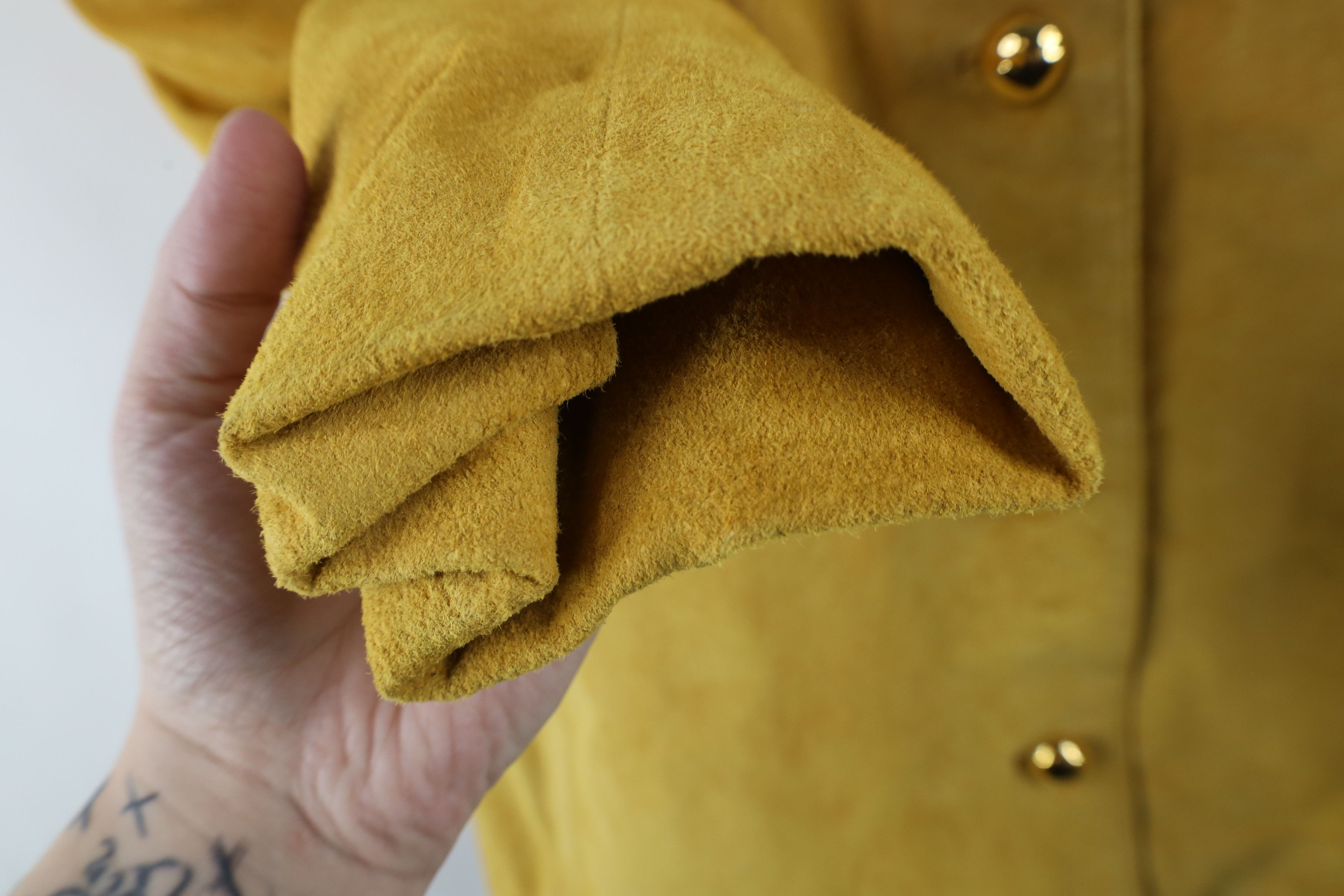 Vintage Vintage 90s Rockabilly Suede Leather Western Jacket Yellow Size L / US 10 / IT 46 - 4 Thumbnail
