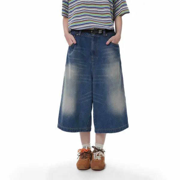 Japanese Brand VIBE Men's loose straight cargo contrast denim shorts Size US 32 / EU 48 - 5 Thumbnail