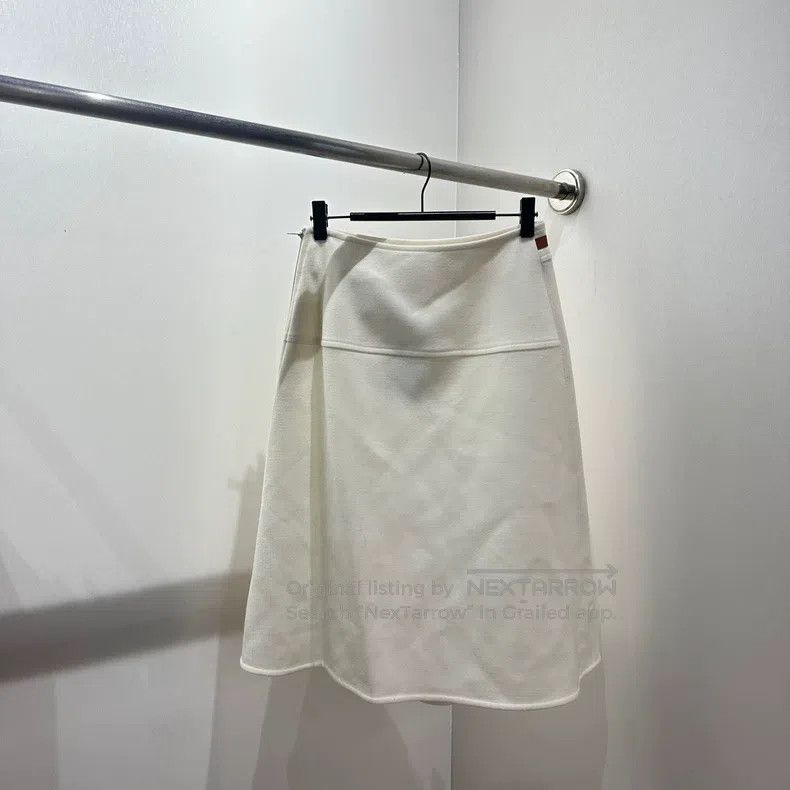Hermes Hermes Contrast Leather Belted Wool Skirt Size 42" / US 20 - 2 Thumbnail