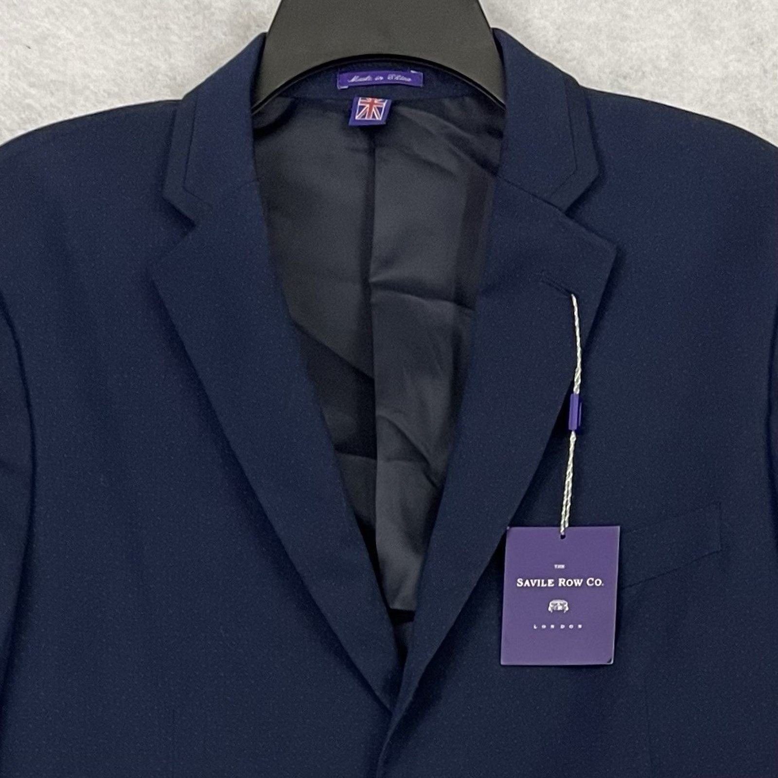 Savile Row Savile Row Co Blazer Mens 40R Blue Slim Fit Stretch 2 Button Size 40R - 12 Thumbnail