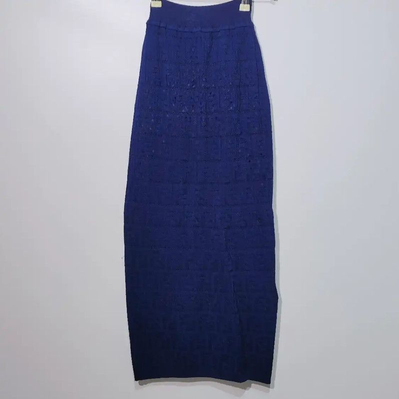 Fendi Fendi Women’s Cotton Midi Skirt in Dark Blue 0089 Size 22" - 1 Thumbnail