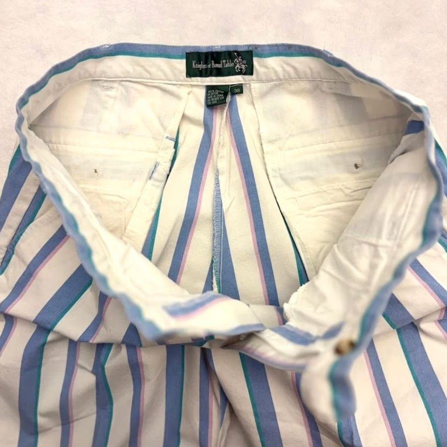 Vintage VINTAGE Knights of The Round Table Chino Shorts White Pleated Striped 38 Men Regular Cotton 90s Preppy Casual Travel Mens Size US 38 / EU 54 - 6 Thumbnail