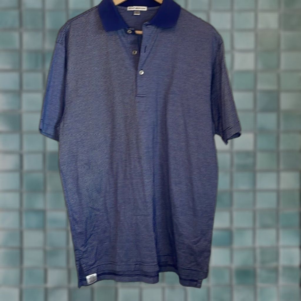 Peter Millar Peter Millar Polo Shirt Men Short Sleeve Blue White Striped Medium Multicolor Size US M / EU 48-50 / 2 - 1 Thumbnail