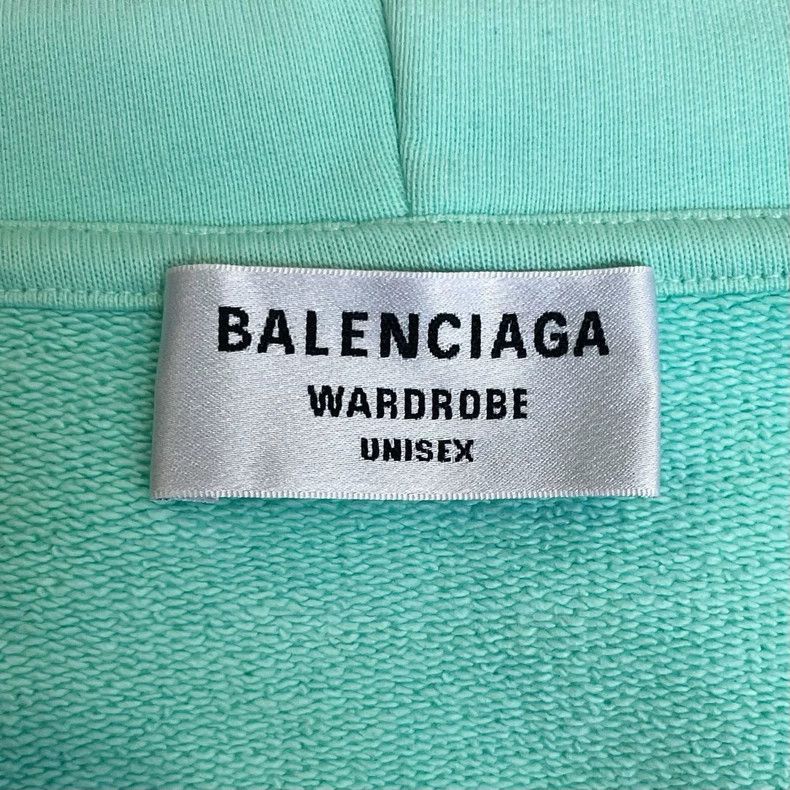 Balenciaga Balenciaga Mint Green Logo Embroidered Hooded Sweatshirt S Size US M / EU 48-50 / 2 - 6 Thumbnail